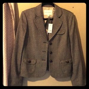 Banana Republic brown tweed wood button blazer